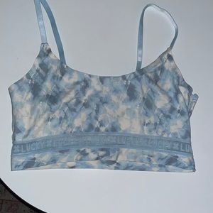 Luck Brand sport bra blue tie dye very soft material, stretchy and comfortable